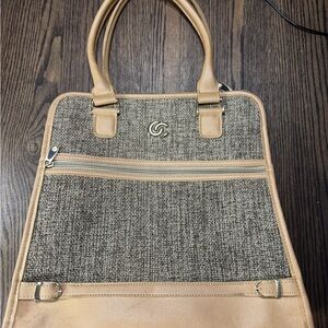 Oleg Cassini Tan and Gray Travel Bag